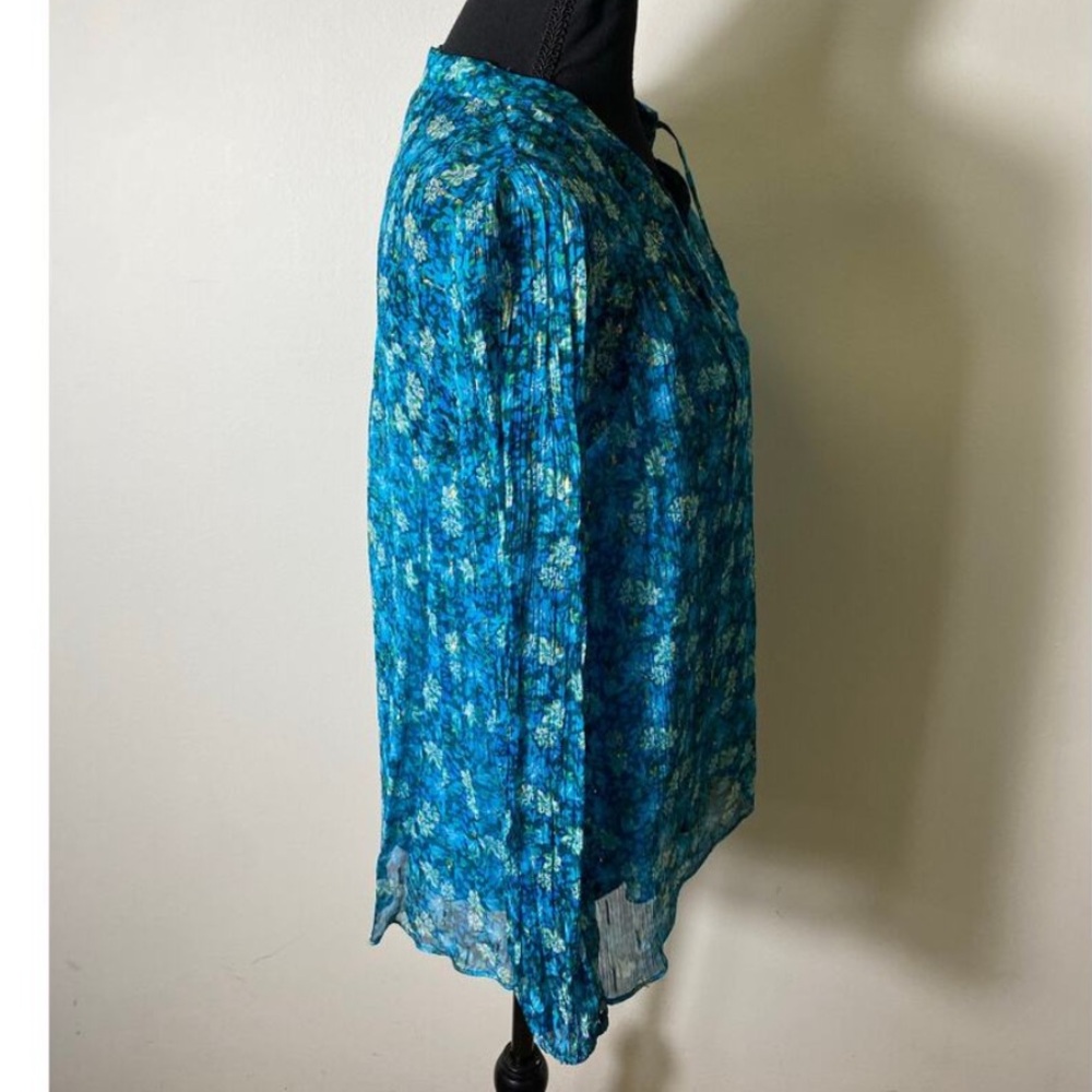Shoshanna Regency Gold Liberty Print Y2K “Edie” Fairy Blouse Primary Blue - Picture 4 of 9